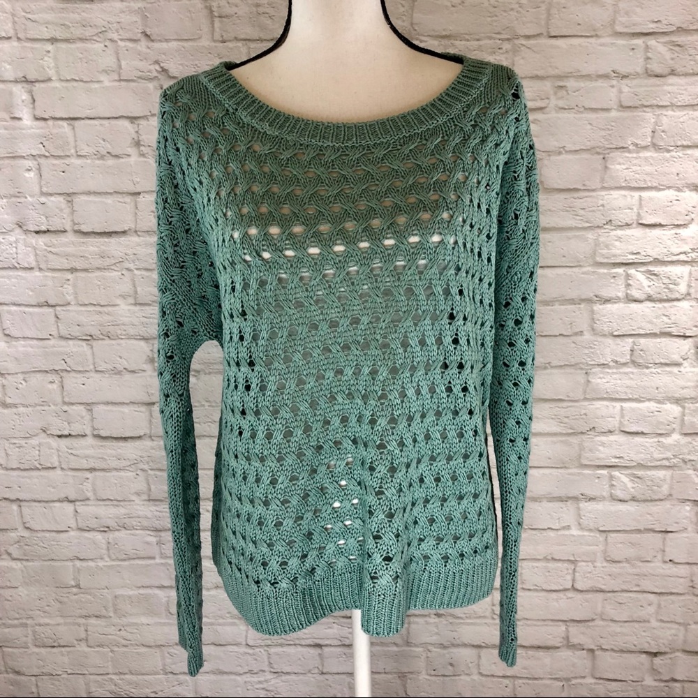 Halogen Mint Open Knit Sweater
